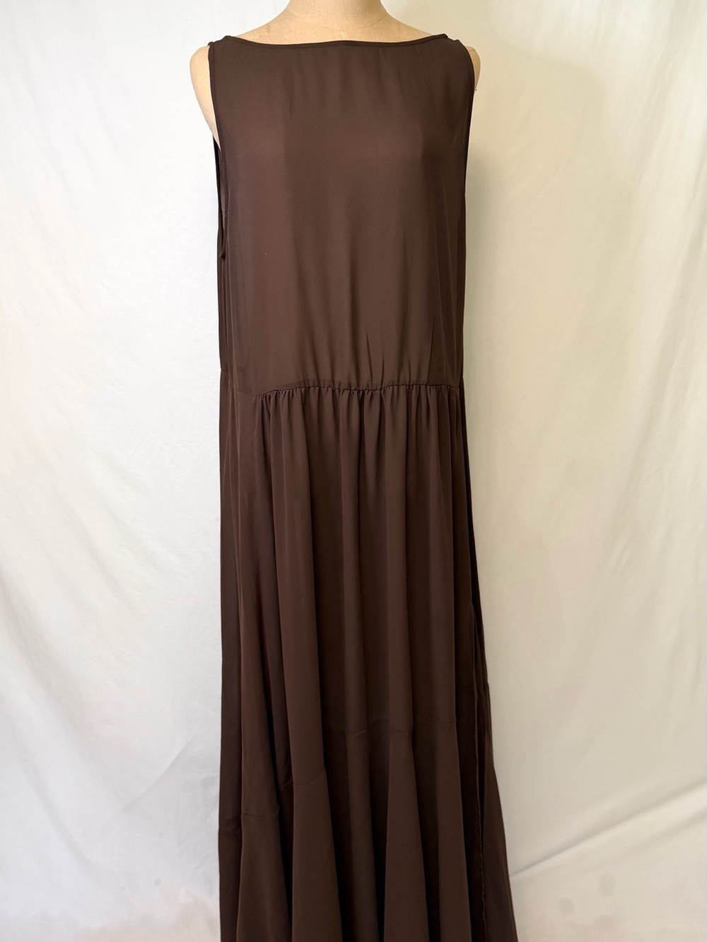 H&M Chocolate Brown Semi-sheer Sleeveless Maxi Dress